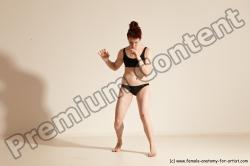 Underwear Martial art Woman White Moving poses Average long brown Dynamic poses Academic